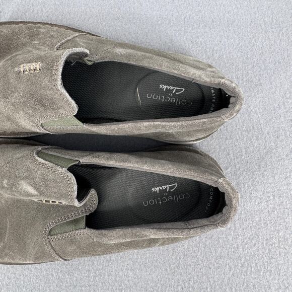 Clarks Forge‎ Free Mens Olive Green Suede Slip On Loafers 9.5M Casual Shoes main image 5